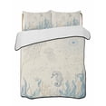thumbnail image 2 of Blue Seahorse Coastal Queen Size Down Alternative Comforter,Lightweight Comforter Quilt Bedding Set with Pillow Shams Summer Beach Nautical Ocean Coral Vintage Bed Comforter Duvet Insert 90"x96", 2 of 7