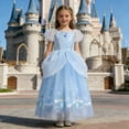 thumbnail image 2 of XINLANER Girls Princess Dress Kids Carnival Party Cosplay Dress up for Toddler Puffy Sleeve Blue Fancy Outfit, 2 of 7