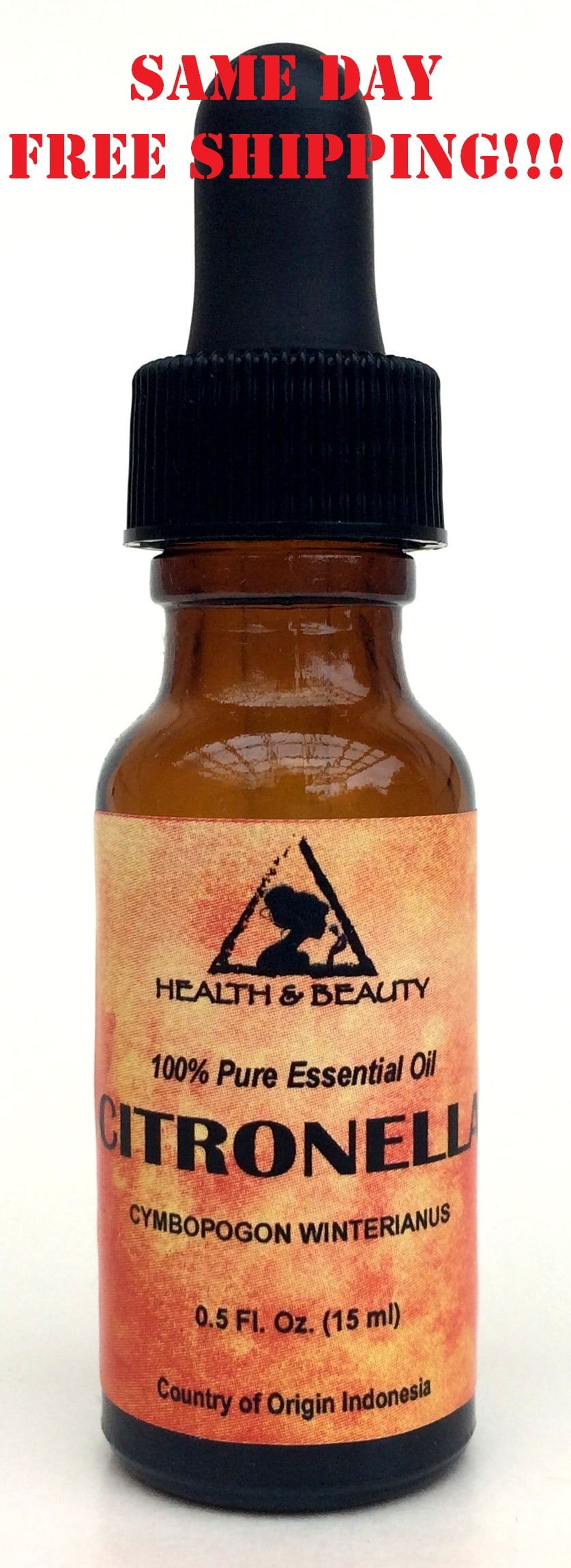 CITRONELLA ESSENTIAL OIL AROMATHERAPY 100% PURE NATURAL GLASS DROPP 0.5 OZ 15 ml