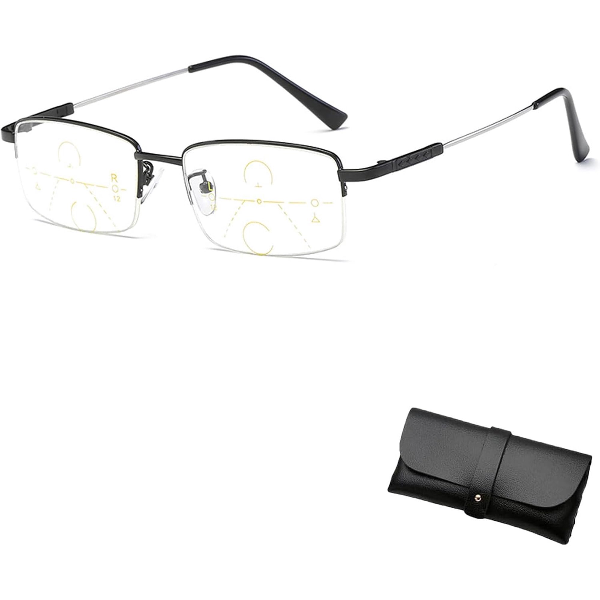 Lilcher Intellireaders, Titanium Progressive Intelligent Zoom Anti Blue Light Presbyopia Glasses for Men Women