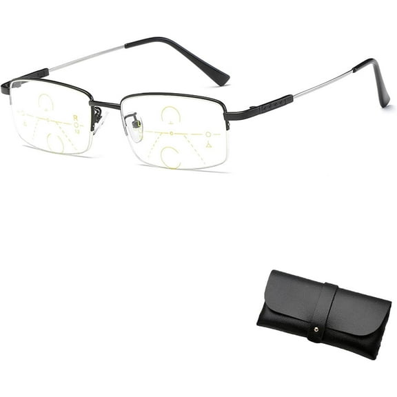 Lilcher Intellireaders, Titanium Progressive Intelligent Zoom Anti Blue Light Presbyopia Glasses for Men Women
