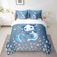 thumbnail image 2 of Erosebridal Kawaii Axolotl Bedding Twin Size, Blue Rose Bed in a Bag Twin size, Sequin Print Reversible Bed Set, Microfiber Bedroom Decorative, 7-Piece, 2 of 6