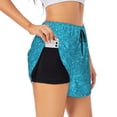 thumbnail image 2 of Haiem Blue Glitter Women's 2 in 1 Running Shorts - Lightweight Athletic Workout Gym Yoga Breathable Sports Shorts Liner with Phone Pockets-Small, 2 of 9