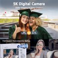 thumbnail image 5 of Melcam 5K Digital Camera, 64MP Vlogging Camera for YouTube with 6X Optical Zoom, Autofocus & Anti-Shake, Dual-Lens, 64GB Card & Flash, 2 Batteries（White）, 5 of 6