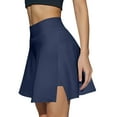 thumbnail image 2 of Xyxonk Tennis Skirts for Women High Waisted Tennis Skirt with Pockets Side Slit Workout Solid Color Mini Skort Dressy Casual Flowy Mini Skirt Navy L, 2 of 4