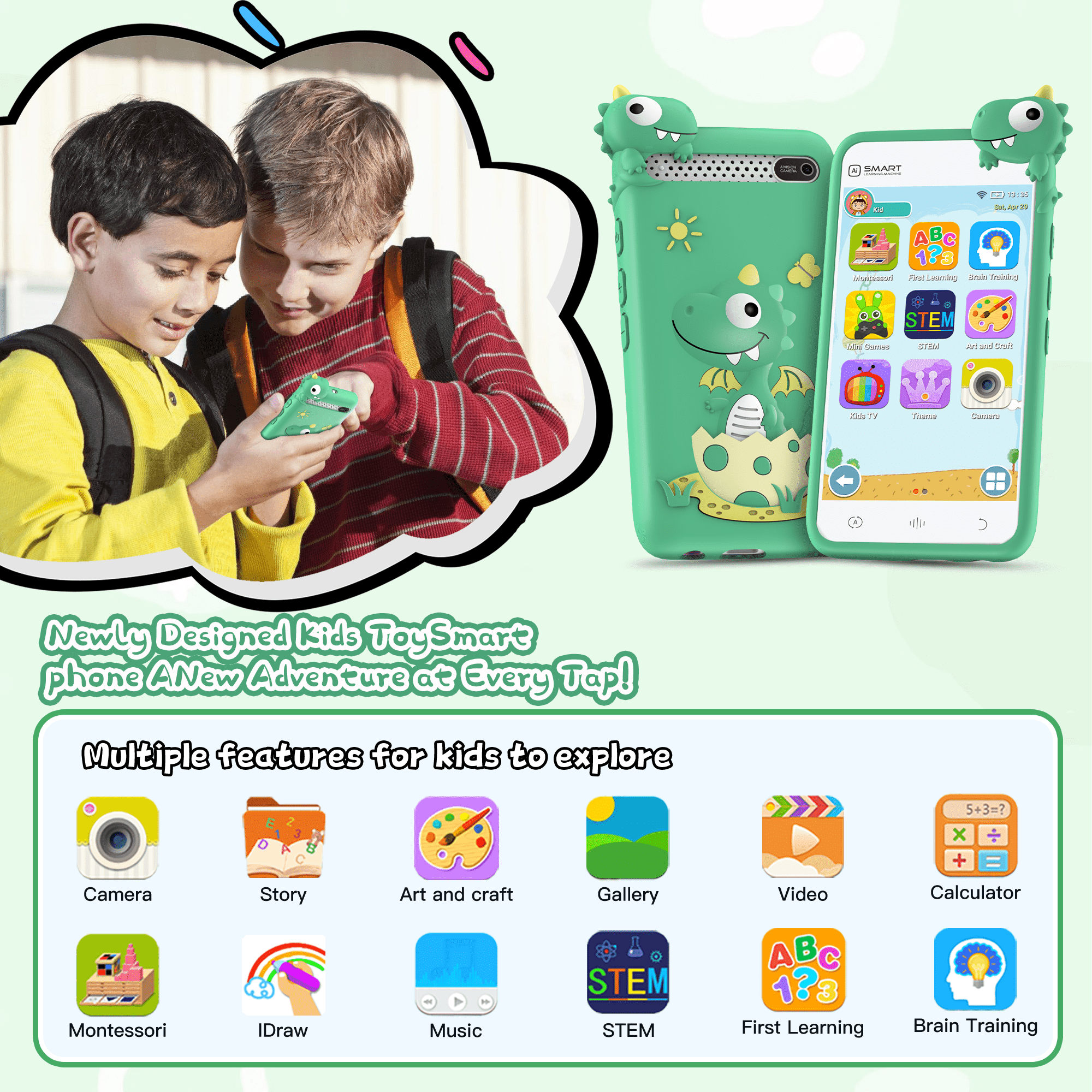 Kids Smart Phone Gifts for Boys and Girls, 3.97" Touchscreen Kids Toy Phone, Kids Cell Phone with 210+ Learning Games and 190+ Drawing, Toys for Birthday Christmas and Back-to-School Gifts