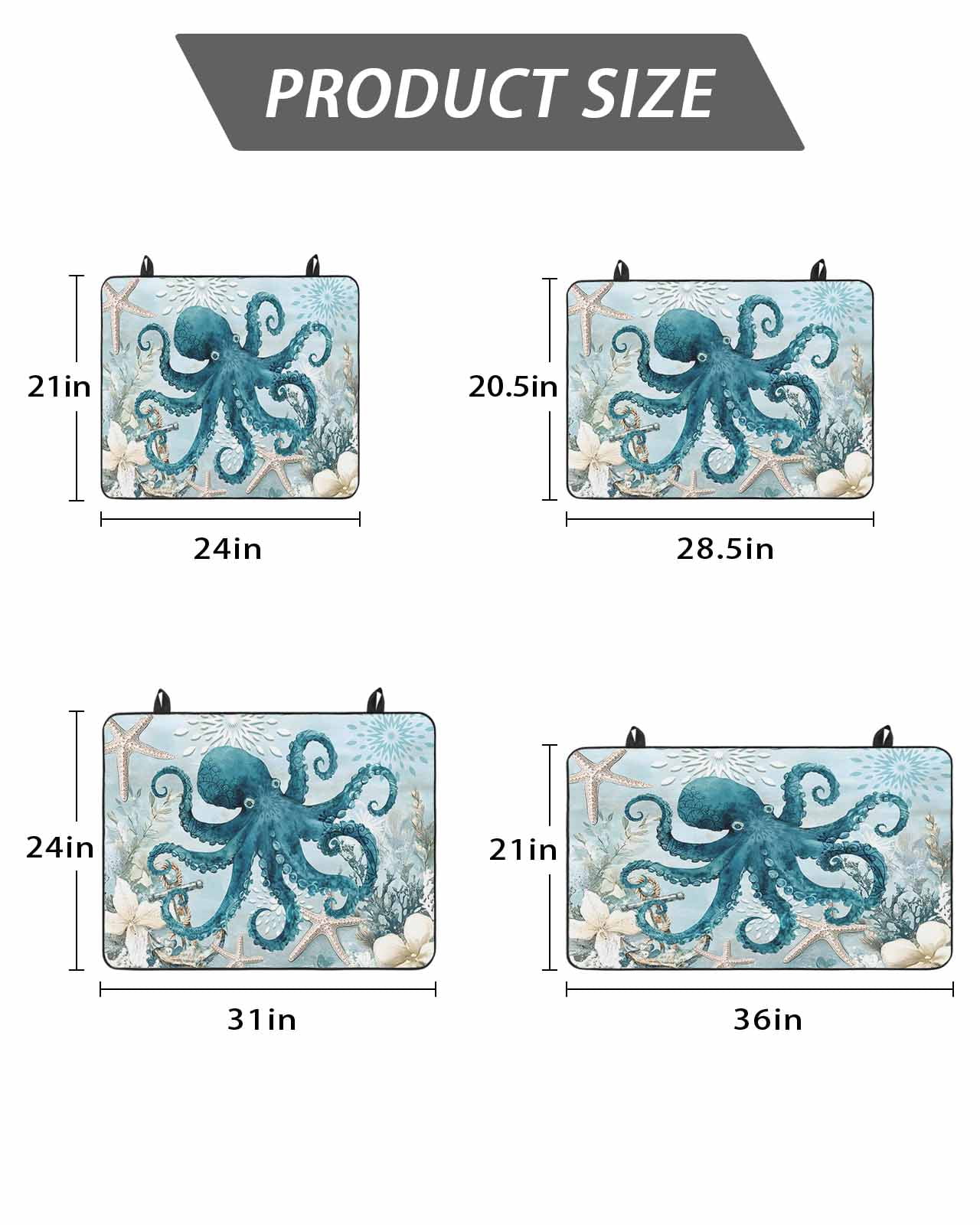 Stove Top Covers for Electric Stove, Octopus Blue Glass Stovetop Cover Protector, Coastal Starfish Nautical Anchor Flower Induction Cooktop Protector Oven Mat for Kitchen Countertop 31"x24"
