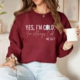 thumbnail image 5 of Sokhug Women Yes I'm Cold Me 24/7 Shirt Always Cold Long Sleeve Funny Letters Printed Graphic Casual Loose Pullover Tops, 5 of 6