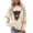 Beige, variant on Women's Oversized Sweatshirts Spring Fall Trendy Casual Cow Printed Drop Shoulder Long Sleeve Hoodless Pullover Crew Neck Sweatshirt Pullover Top Black-XL