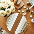 thumbnail image 2 of Sage Green Farmhouse Round 15 Inch Placemats Set of 8, Green Brown Striped HeatResistant Non Slip Place Mats for Dining Table, Wipeable Braided Kitchen Table Mats for Housewarming, 2 of 9