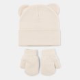 thumbnail image 6 of 0-6 Months Kids Winter Knit Hat and Mitten Set, Cute Bear Ear Beanie for Boys Girls, 6 of 8