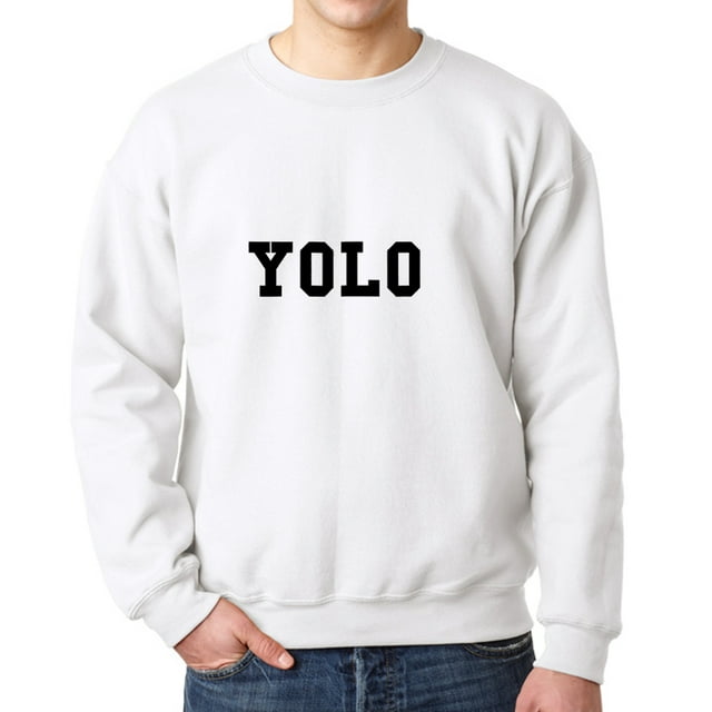 Yolo Internet Slang Words Men's White Sweatshirt