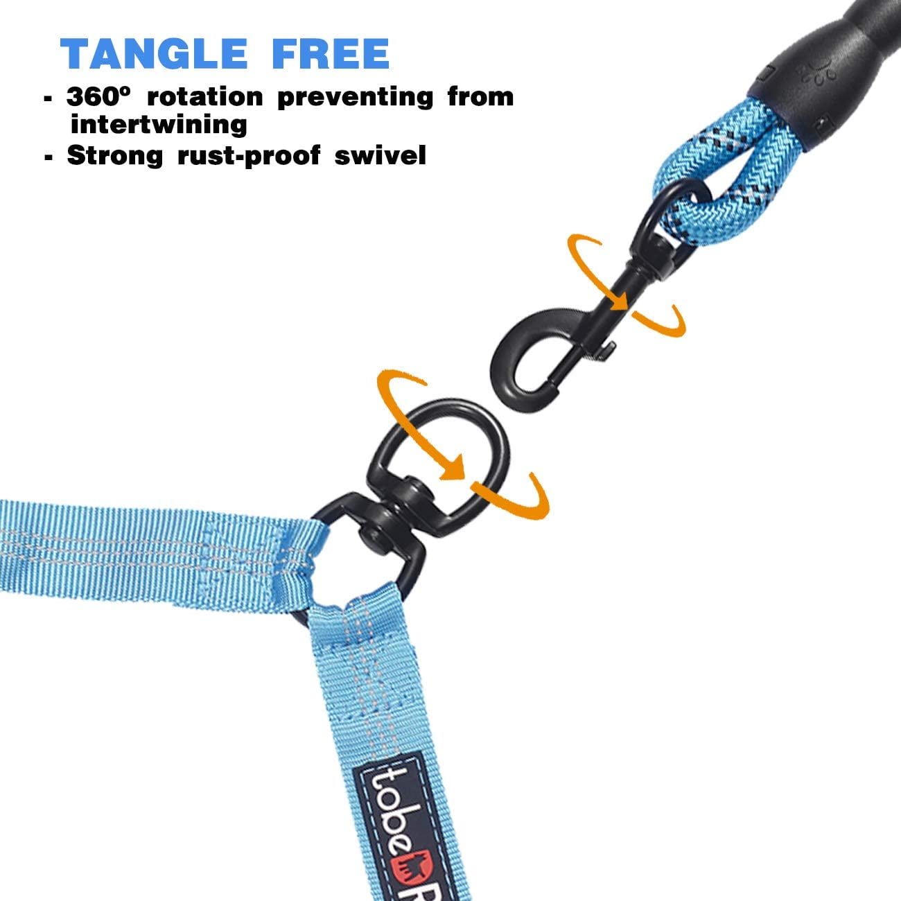 tobeDRI Comfortable Dual Dog Leash Tangle Free with Shock Absorbing Bungee Reflective 2 Dog Leashes for Large Medium Small Dogs