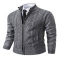 thumbnail image 2 of Cardigan pour Hommes, Cardigan à Fermeture Éclair, Manches Longues, Col Montant, Couleur Contrastée, 2 of 4