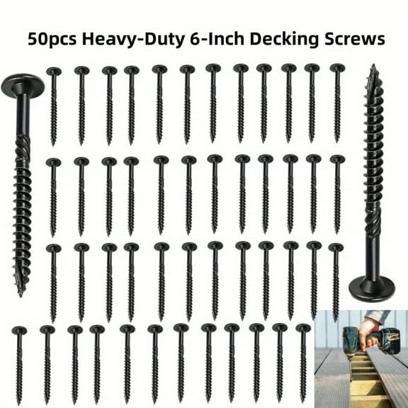 50-Pack 6 Inch Heavy-Duty Deck Screws, Star Drive Rust Resistant Wood Screws for Outdoor Timber Projects