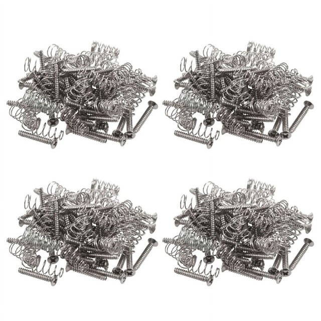 Tornillos de Recogida de Bobina Simple Cromada de 200 Piezas Y Muelles de Ajustable para Guitarra