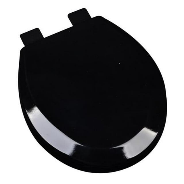 Siège de Toilette Rond en Bois Moulé de Qualité Supérieure, Noir