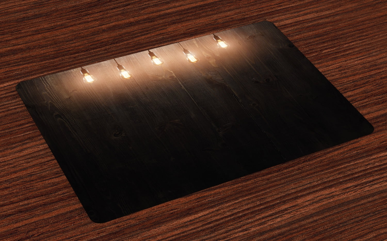 Industrial Placemats Set of 4 Wooden Dark Interior Room with Classical Edison Innovation