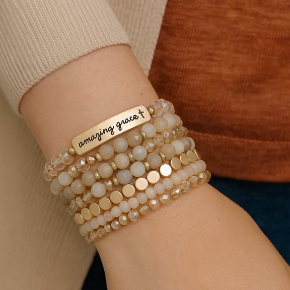 Amazing Grace Beaded Stretch Bracelet Stack – 2 Color Options