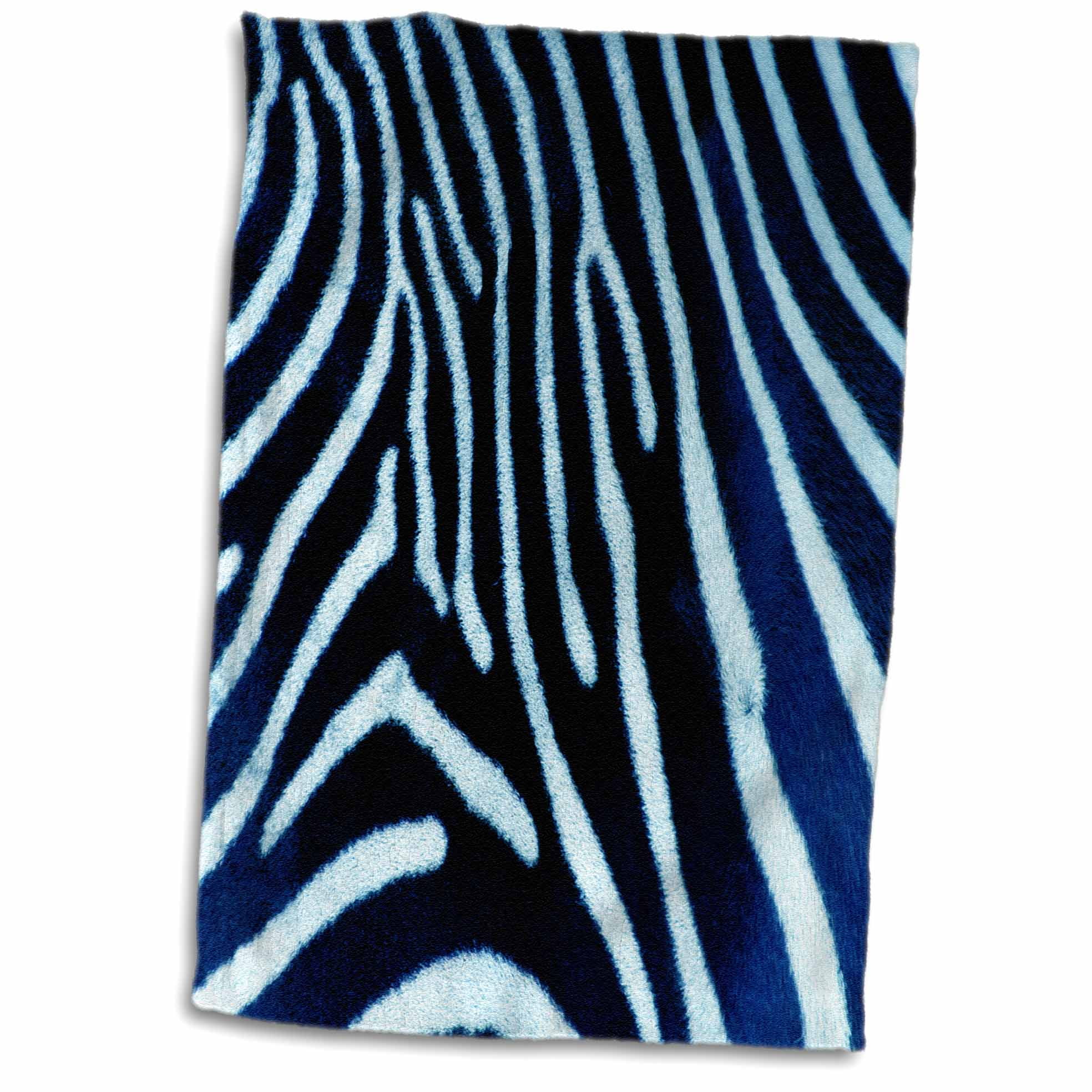 3dRose Blue Zebra Animal Print Towel, 15 by 22inch