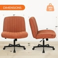 thumbnail image 5 of Orange Factory Criss Cross Chair Wheels Wide Cross Legged Office Desk Vanity Chair Comfy Fabric Armless Adjustable Swivel for Home Computer Task (Brown Wheel, Fabric), 5 of 8