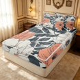 thumbnail image 3 of Erosebridal Traditional Blossom Zipper Twin Comforter Sets with Fitted Sheet and 2 Pillowcases, Garden Floral Zipper Bedding Set, Black Reversible, Peach Charcoal, Black Reversible, 3 of 7