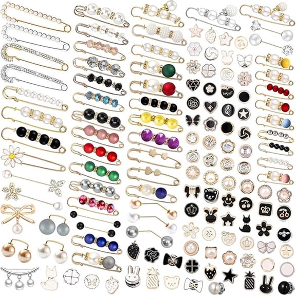 70 pcs Brooch Pins, Sweater Shawl Hat Clip Neckline Pins Double Faux Pearl Brooches for Women Fashion Cover Up Buttons Clothing Dress Decoration Accessories Pant Waist Tightener Safety Pins