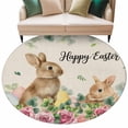 thumbnail image 2 of Easter Round Area Rug 5ft, Spring Watercolor Bunny Eggs Flower Leaf Beige Washable Non-Slip Circle Rugs for Bedroom Living Room Kitchen, Soft Low Pile Carpet for Dining Room Playroom Nursery, 2 of 9