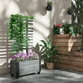 thumbnail image 3 of imerelez Gray Raised Garden Bed with Trellis and Wheels: Perfect for Vine Plants, Flowers, and Climbing - Ideal for Outdoor Planting, 3 of 9