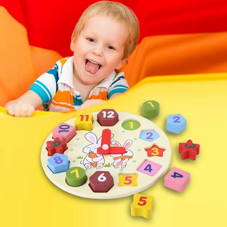 - Zerone Children Cartoon Rabbit Puzzle Educational Wooden Digital Geometry Clock Toy Set Gift,Children Puzzle Clock, Geometry Clock Toy