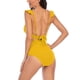 thumbnail image 2 of Bikini de Corte Alto de Mujer Bikinis sin Espalda Ajustables de Color Sólido, Traje de Baño Sexy Frenum Flounce con Almohadilla de Pecho, 2 of 5