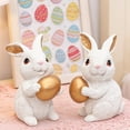 thumbnail image 6 of SLYNSHome Set of 2 Easter Decorations Bunny Figurines with Eggs,Spring Rabbit Tabletop Decor Bunny Statues for Home Table Office Kitchen Farmhouse, 6 of 6