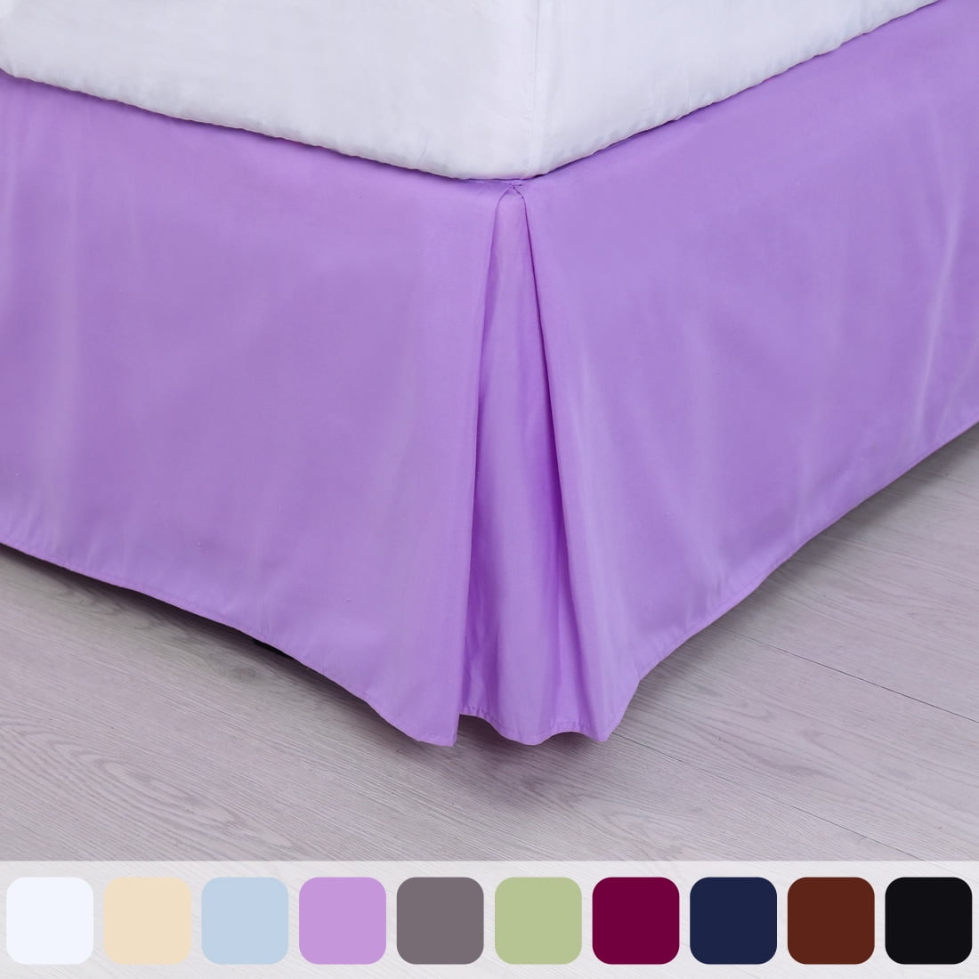 Unique Bargains Solid Pleated Ruffle Bed Skirt 14" Drop Pale Purple