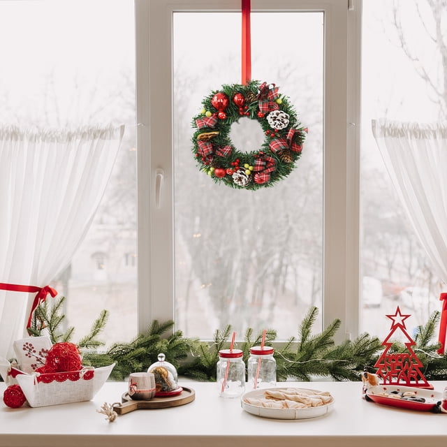 Fiudx Decoraciones navideñas para interiores Adornos navideñosCoronas navideñasColgantes navideños para puertasAdornos para arreglos de ventanas