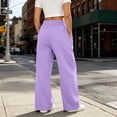 thumbnail image 2 of ShomPort Womens Wide Leg Track Pants Stripe Front Sports Long Pants High Waisted Sweat Pants with Pockets, 2 of 7