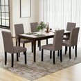thumbnail image 4 of Gymax Dining Chair Set of 4 Fabric Upholstered Rubber Wood Legs Side Armless Brown, 4 of 9