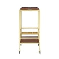 thumbnail image 4 of Posh Living Biony Modern Metal Bar Cart with Wheels in Bar Cart Gold/Walnut, 4 of 8