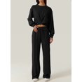 thumbnail image 4 of Osfvolr Women 2 Piece Outfits Sweatsuit Set Twist Front Cropped Sweatshirt Wide Leg Sweatpant Lounge Set Black XXL, 4 of 6