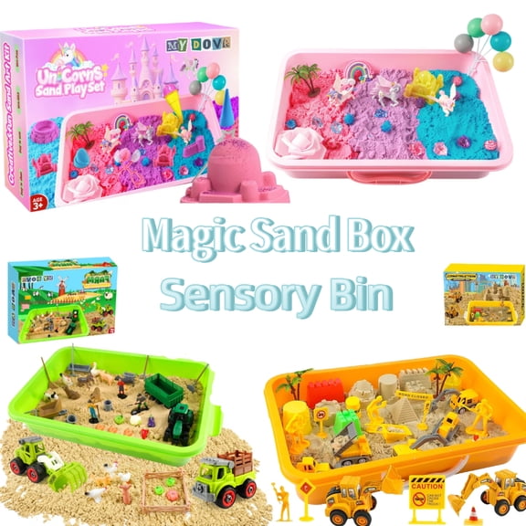 RHYBOR 3 Set Magic Sand Box DIY Craft Set for Kids | STEM Educational Toy & Parent-Sensory Bin for Child Interactive Gift Box