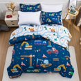 thumbnail image 2 of Juego de ropa de cama Holawakaka para camiones, tractores y coches para niños, tamaño doble, 2 of 9
