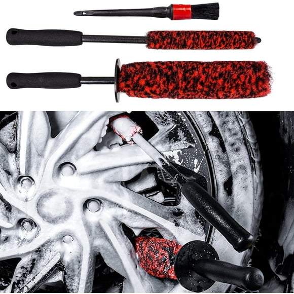 Juego de Cepillos bzczh Negro para Limpieza de Ruedas y Detalles de Coche