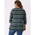 thumbnail image 4 of DARING DIVA Women's Plus Tunic Top V Neck Stripe Boho Knit Blouse 1X Blue Beige, 4 of 6