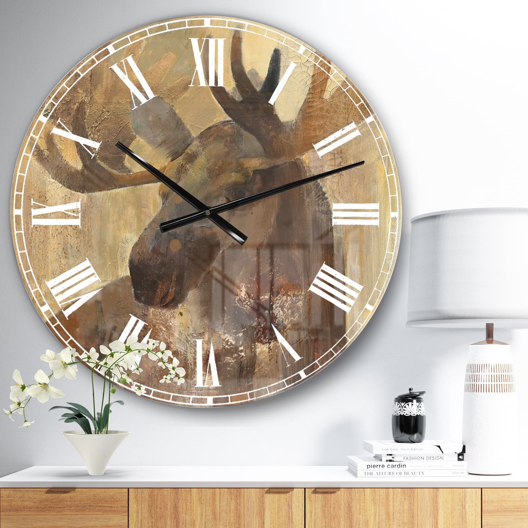 Designart Oversized Multicolor Analog Round Farmhouse Modern Wall Clocks, CLM30808-C23