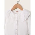 thumbnail image 5 of NZRVAWS Toddler Baby Girl Clothes Mint Leaf Collar Long Sleeve Button down Solid Color T-Shirt Baby Girl Top White 3-4 Years, 5 of 6