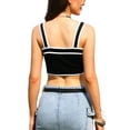 thumbnail image 3 of Top de tanque de cultivo para mujeres, sin mangas, con botones, escote cuadrado, blusas de salir, S negro, 3 of 6