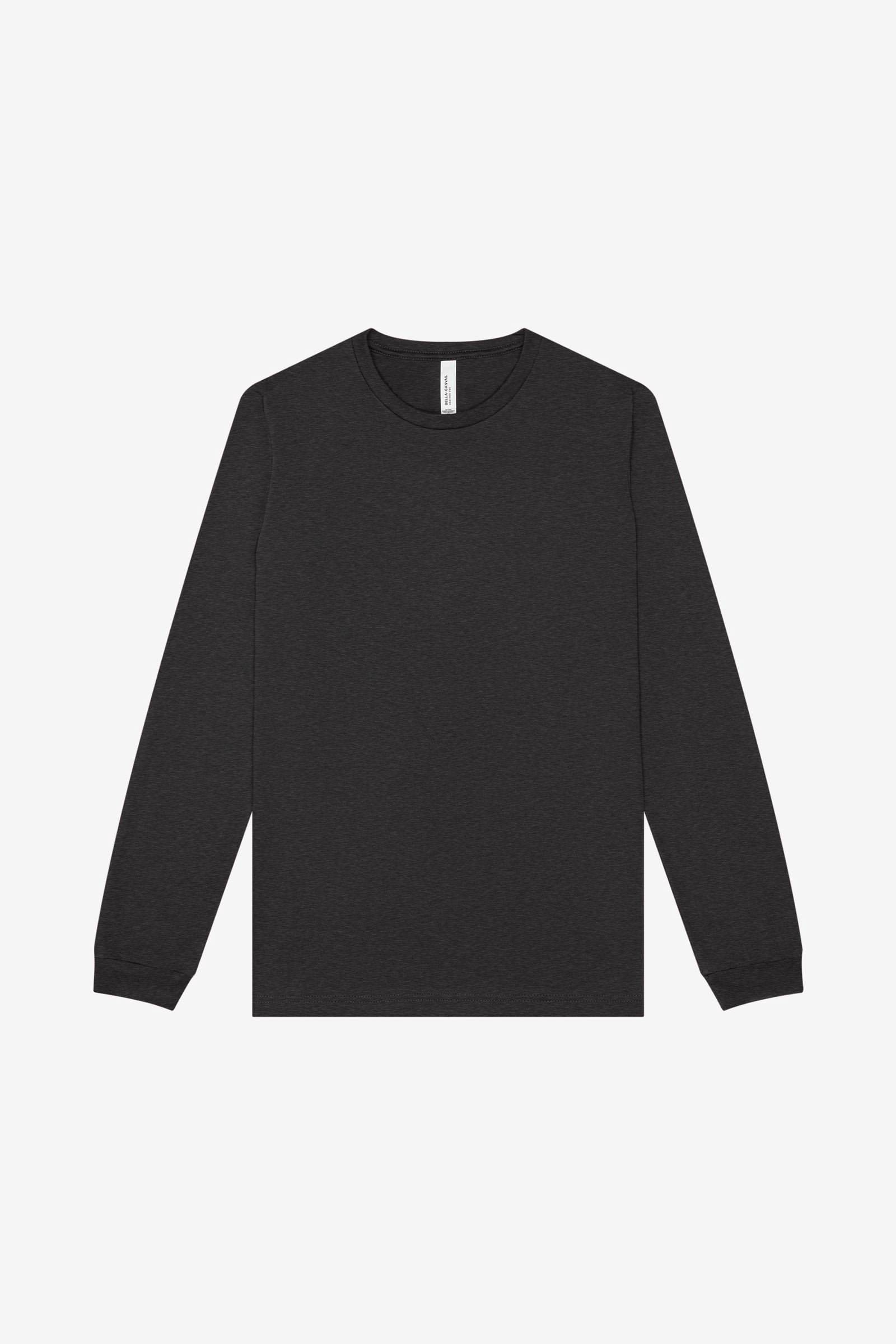 BELLA+CANVAS Adult Crew Neck Personalized Long Sleeve T-Shirt, Create your own Designs, Dark Grey Heather, Large, Unisex