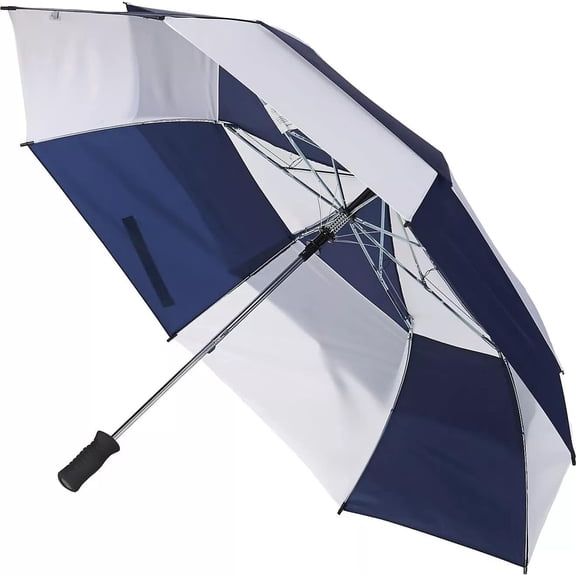 Totes Automatic Open XL Vented Canopy Golf Stick Umbrella, Navy/White, 60"