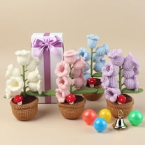 Handmade Crochet Flower Lamp, Crochet Artificial Flowers with 7 Night Lights, Cordless Table Lamp - Women Gift Ideas for Christmas Valentine Mother's Day, Desk Home Decorations