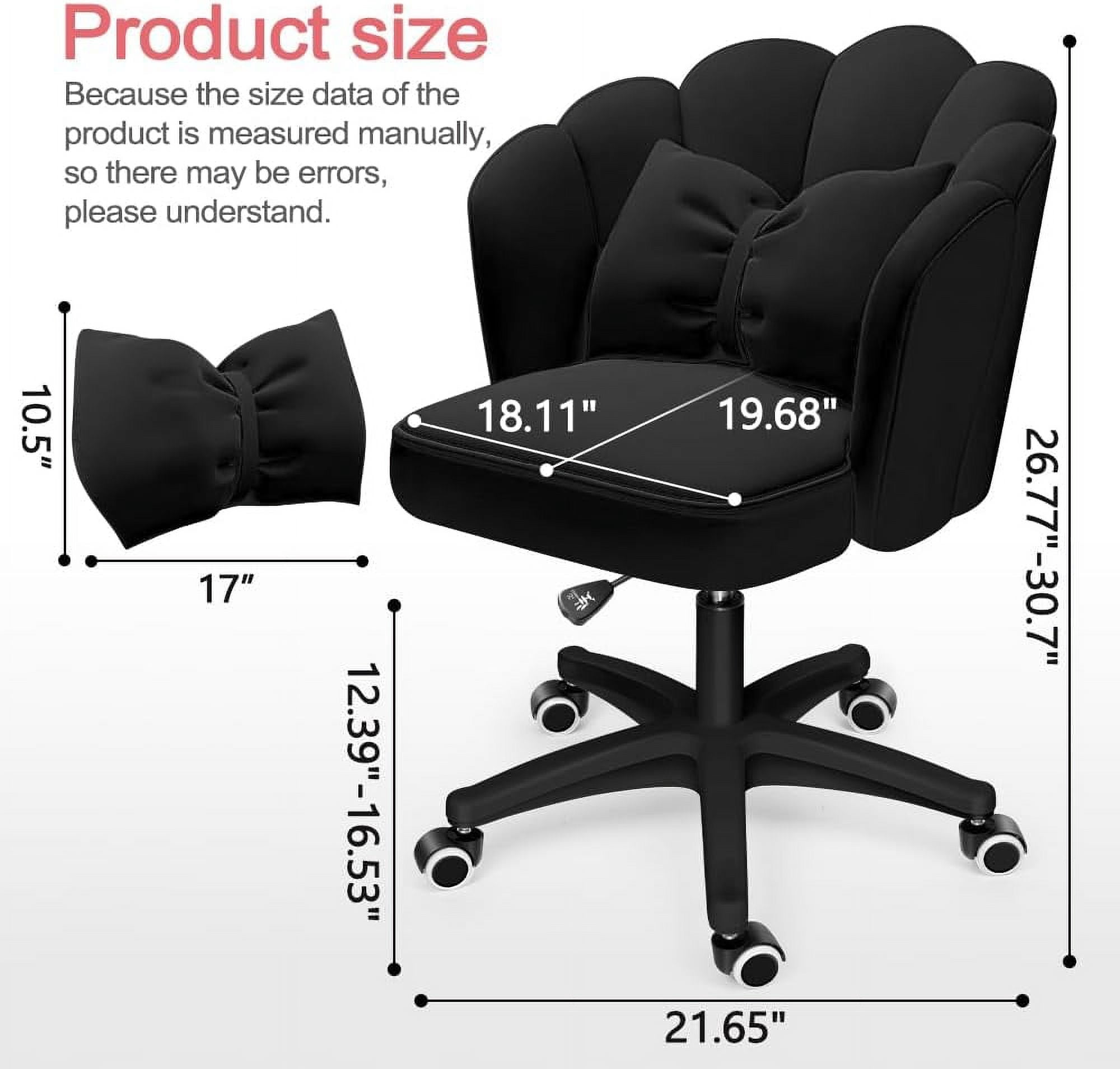 WXJHL Office Chair Cute Petal Desk Chair, Modern Fabric Home Butterfly Chairs Height Adjustable Chair Makeup Chairs Computer Chairs（Black）