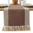 thumbnail image 3 of 15 x 70inch Table Runner-Rustic Cotton Linen Table Runners with Boho Fringe for Kitchen Dinning Coffee Washable Double Layer Table Farmhouse Runner-Brown, 3 of 6